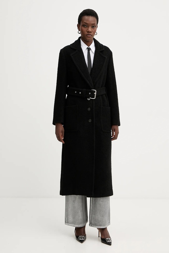 Παλτό με προσθήκη μαλλιού Pinko oversize μαύρο 105695.A2UB