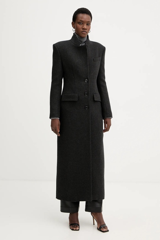 Pinko płaszcz z dodatkiem wełny bez kaptura czarny 106123.A30G