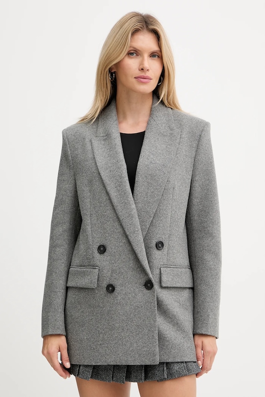 Pinko płaszcz z dodatkiem wełny bez kaptura szary 106099.A2ZU