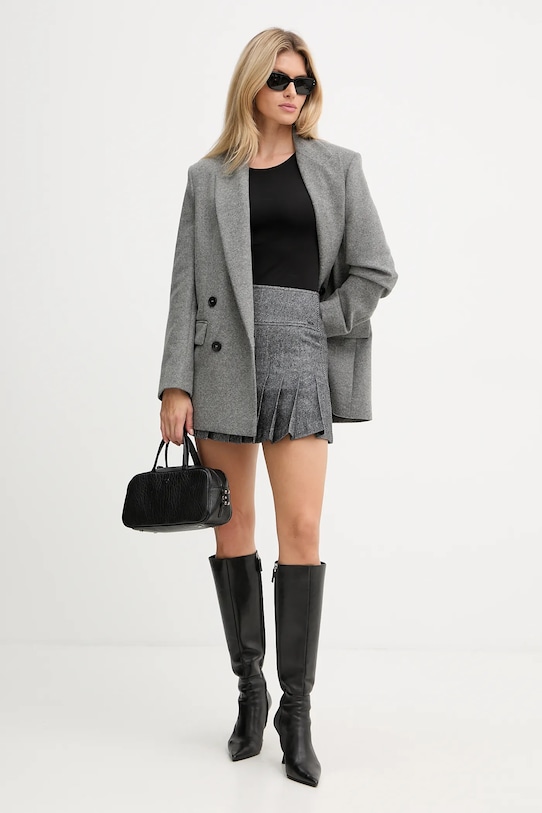 Pinko płaszcz z dodatkiem wełny 106099.A2ZU szary AW25