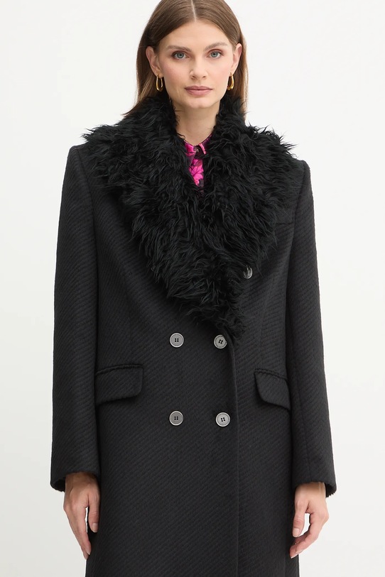 Versace Jeans Couture płaszcz z dodatkiem wełny czarny 79HAT418.N0342