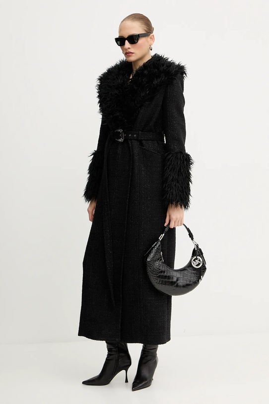 Versace Jeans Couture płaszcz z domieszką wełny 79HAT413.N0539 czarny AW25