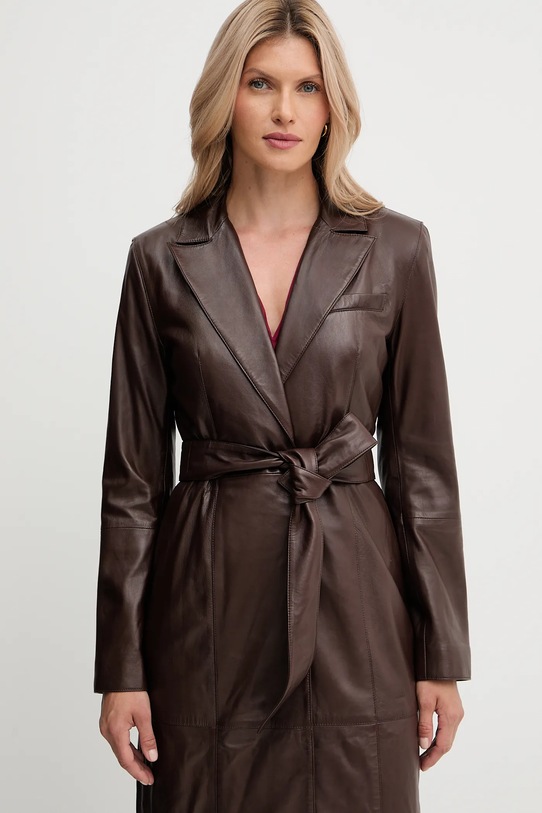 Δερμάτινο παλτό Marciano Guess LANA καφέ 5YGL08.7345A