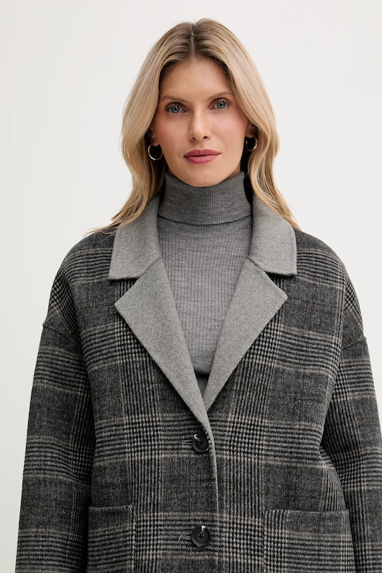 United Colors of Benetton płaszcz dwustronny z dodatkiem wełny 23AEDN081 szary AW25