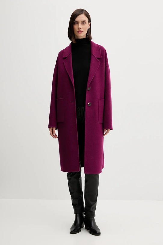 Kabát s vlnou United Colors of Benetton 28F7DN082 fialová AW25