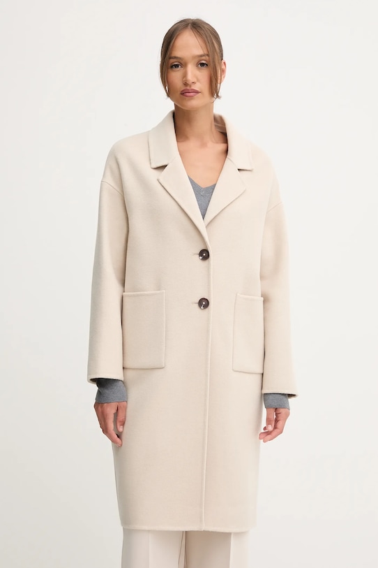 Μάλλινο παλτό United Colors of Benetton χωρίς μόνωση μπεζ 28F7DN082