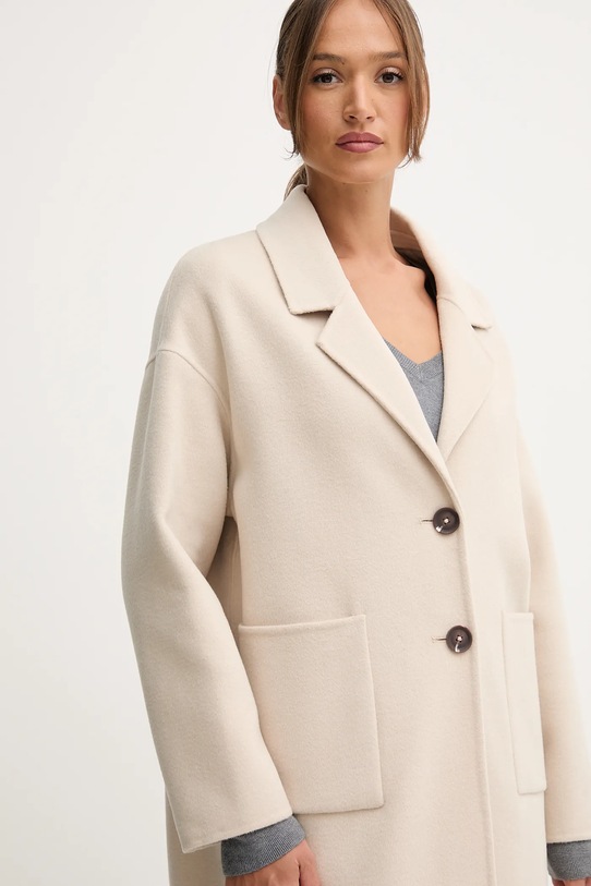 Пальто с шерстью United Colors of Benetton бежевый 28F7DN082