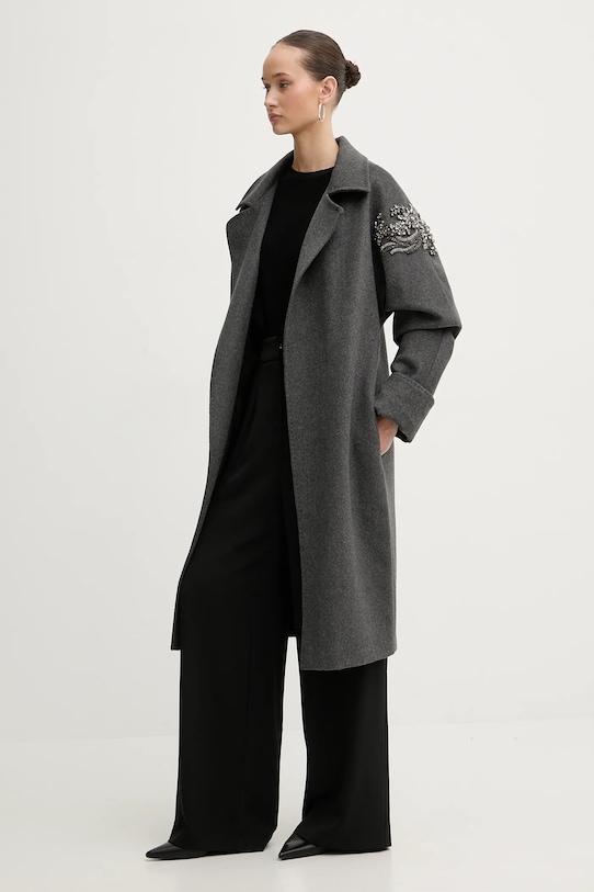 Blugirl Blumarine płaszcz z dodatkiem wełny szary RF5241.T221A