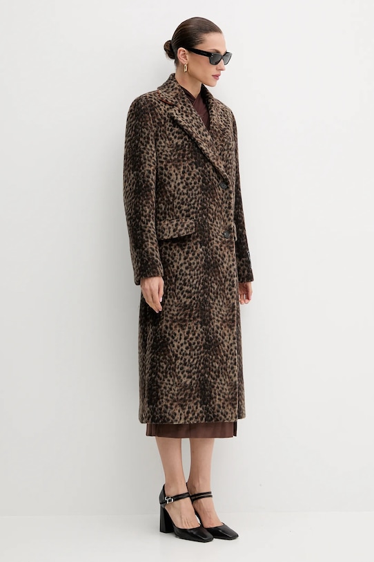 Vlnený kabát MSGM 3941MDC03Y.257609 hnedá AW25