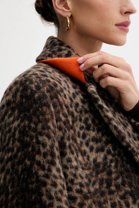 Vlnený kabát MSGM 3941MDC03Y.257609 hnedá