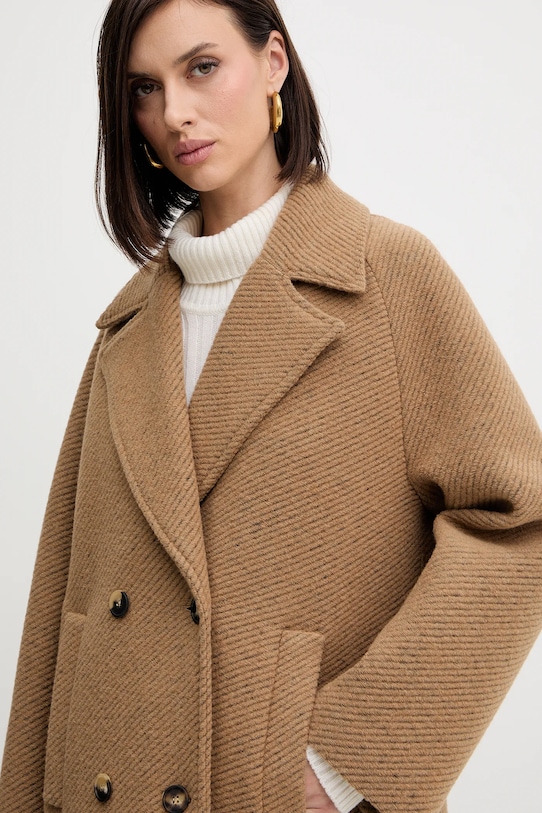 MM płaszcz z wełną OBLIQUA beżowy 2526906018600
