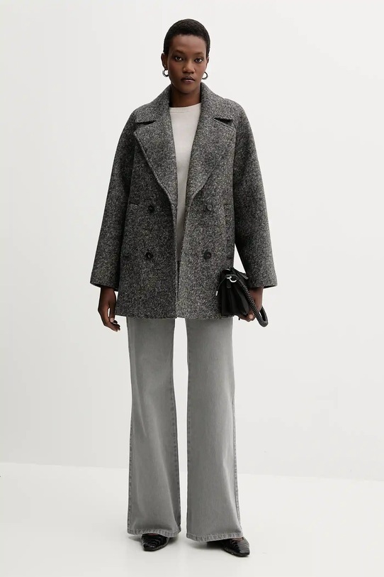 MM płaszcz z wełną OBLIQUA 2526906018600 szary AW25