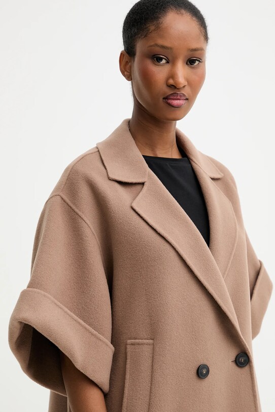 Вовняне пальто Weekend Max Mara PERA коричневий 2525086021600