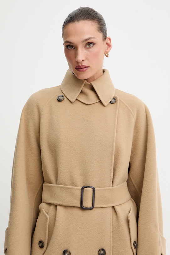 Vlněný kabát Weekend Max Mara CADINE 2525016022600 béžová