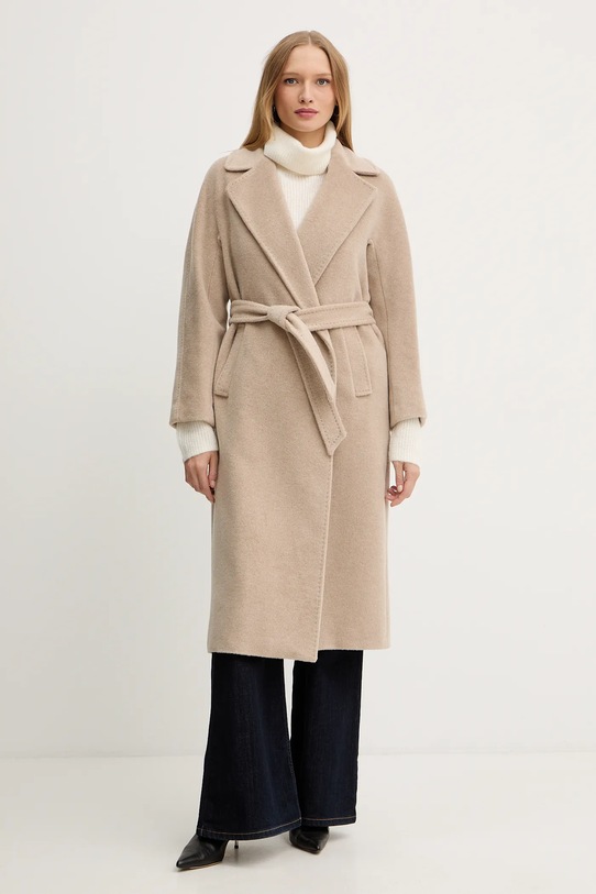 Kabát s příměsí vlny Weekend Max Mara TEMPERA nezateplené béžová 2525016082600