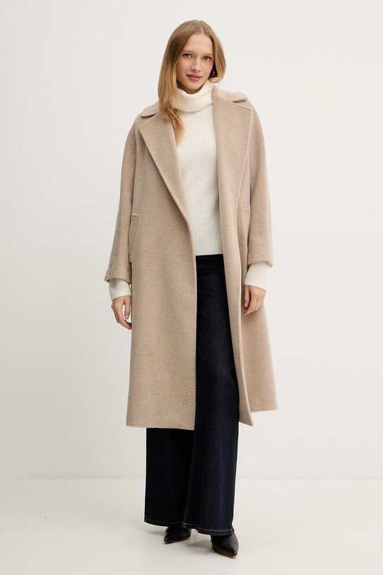 Kabát s příměsí vlny Weekend Max Mara TEMPERA 2525016082600 béžová AW25
