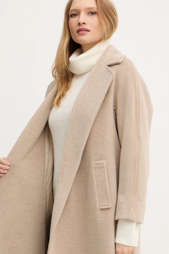 Kabát s příměsí vlny Weekend Max Mara TEMPERA béžová 2525016082600