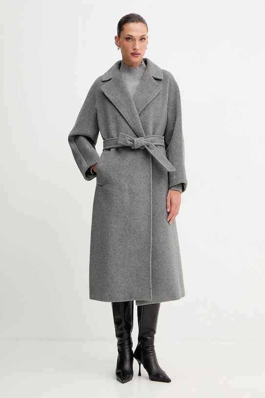 Kabát s příměsí vlny Weekend Max Mara TEMPERA nezateplené šedá 2525016082600