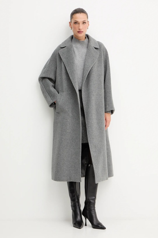 Weekend Max Mara płaszcz z dodatkiem wełny TEMPERA 2525016082600 szary AW25