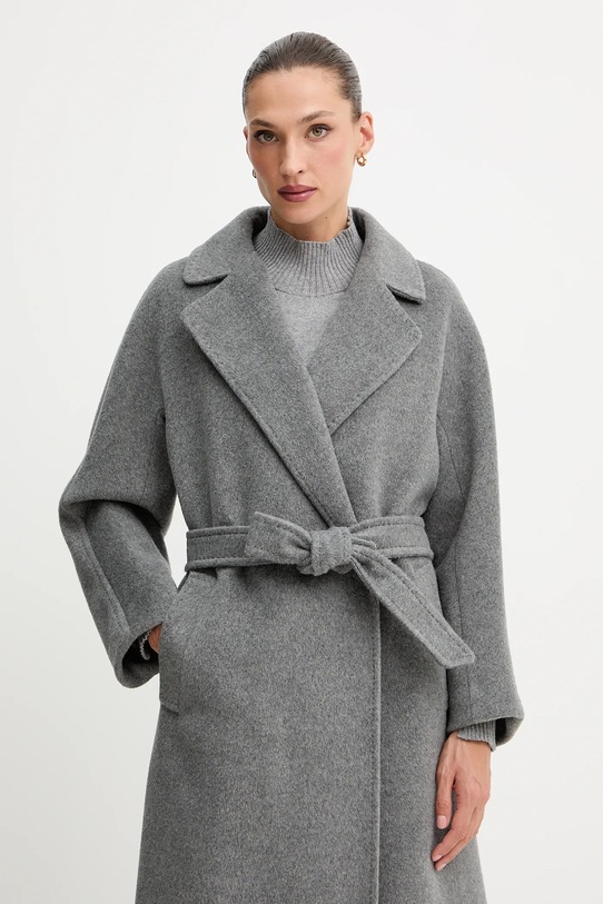 Weekend Max Mara płaszcz z dodatkiem wełny TEMPERA szary 2525016082600