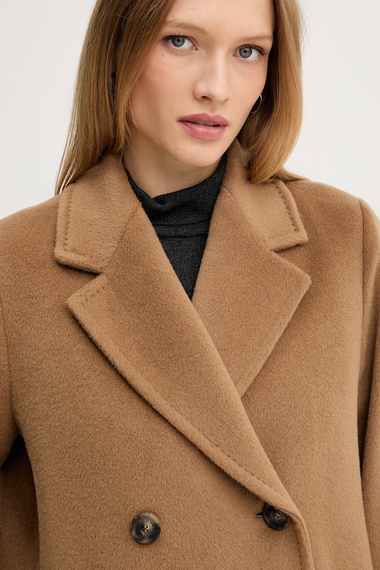 Weekend Max Mara płaszcz z dodatkiem wełny ZUFOLO zielony 2525016092600