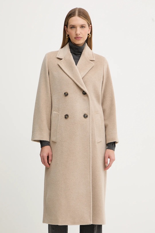 Weekend Max Mara haină cu lână ZUFOLO cu captuseala bej 2525016092600