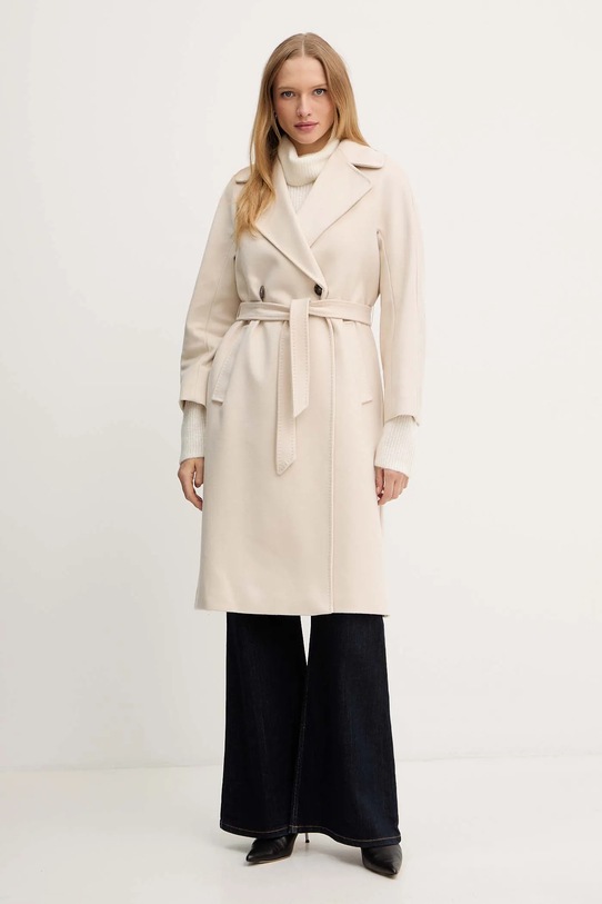 Vlněný kabát Weekend Max Mara RESINA nezateplené béžová 2525016102600