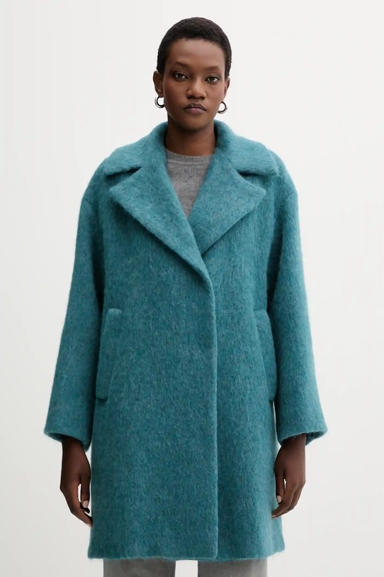 Kabát s vlnou Weekend Max Mara RADA bez kapuce tyrkysová 2525016142600