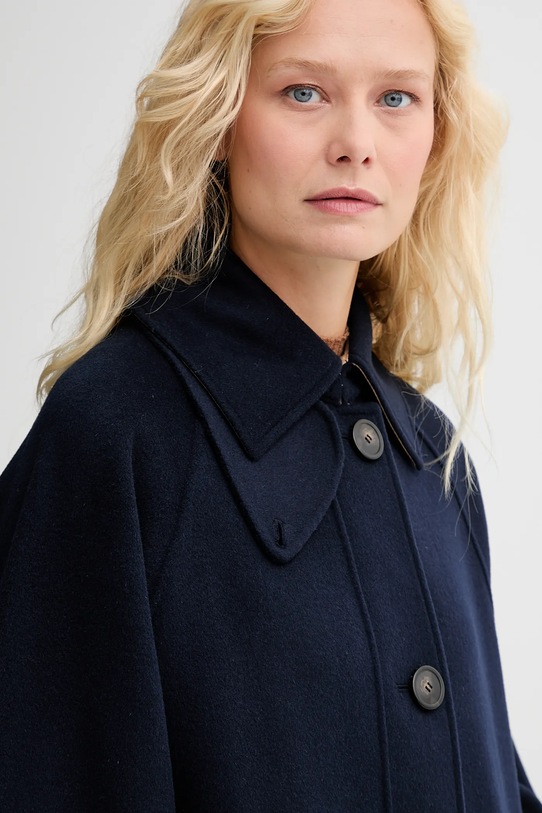 Kabát s prímesou vlny Weekend Max Mara RUFO tmavomodrá 2525496012600