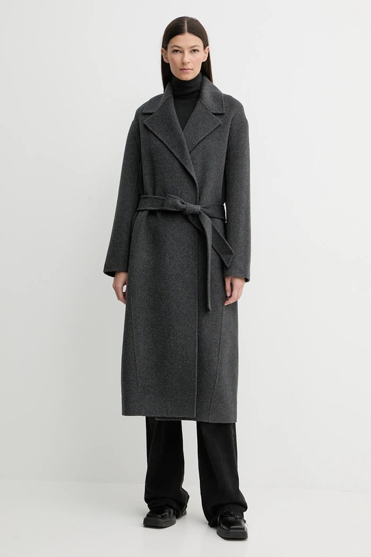 ZADIG&VOLTAIRE płaszcz z dodatkiem wełny bez kaptura szary WWCO01237
