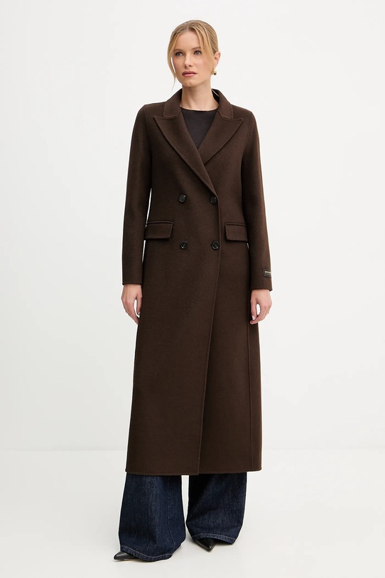 Ermanno Scervino płaszcz z wełną bez podszewki brązowy 57TD056EY1