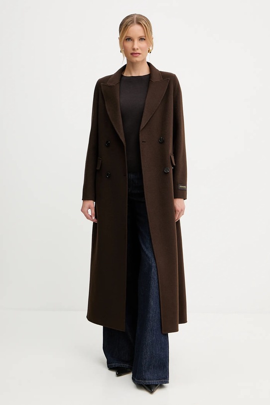 Ermanno Scervino płaszcz z wełną 57TD056EY1 brązowy AW25