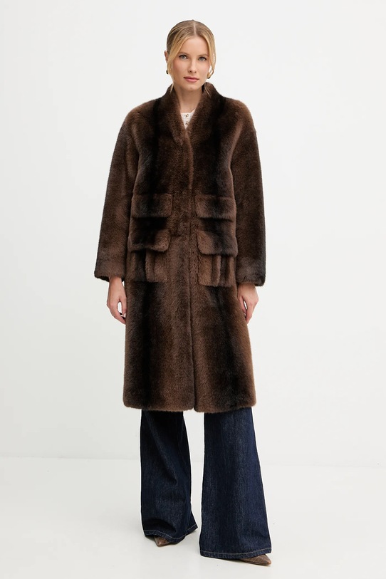 Палто Ermanno Scervino изкуствен косъм кафяв 57TD065E94