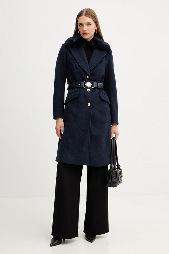 Guess płaszcz z domieszką wełny NEW PATRICE W5BL25.W2672 granatowy NC25