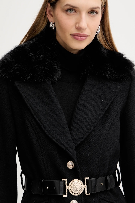 Guess płaszcz z domieszką wełny NEW PATRICE czarny W5BL25.W2672