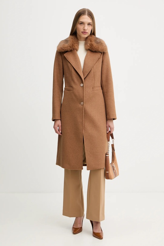 Guess haină cu lână KAROLE W5BL19.W2642 maro NC25