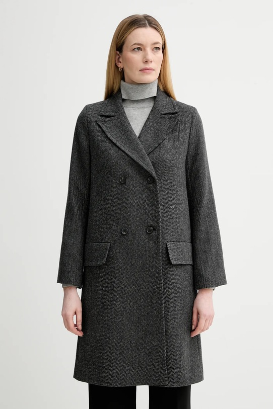 A.P.C. płaszcz z dodatkiem wełny Manteau Ginny bez kaptura szary WOARA.F01545