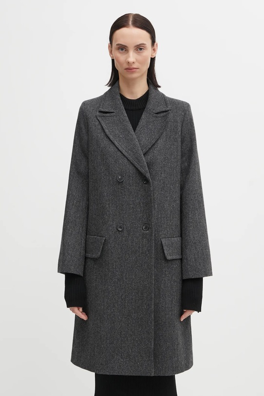 A.P.C. płaszcz z dodatkiem wełny Manteau Ginny nieocieplane szary WOARA.F01545