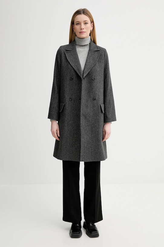A.P.C. płaszcz z dodatkiem wełny Manteau Ginny WOARA.F01545 szary AW25