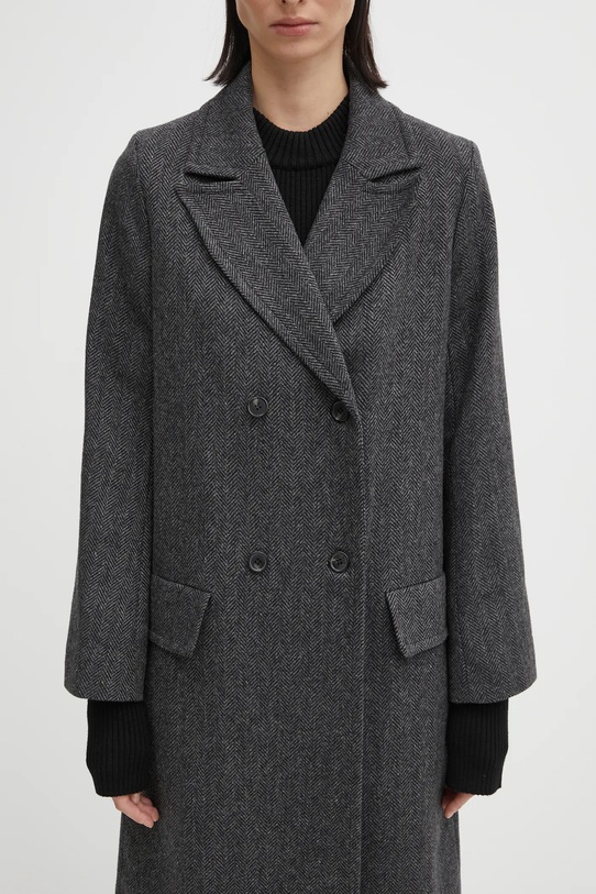 A.P.C. płaszcz z dodatkiem wełny Manteau Ginny szary WOARA.F01545