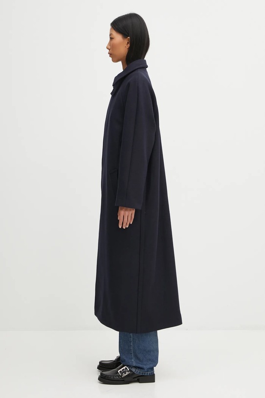 A.P.C. płaszcz z dodatkiem wełny Manteau Gaia WVBEB.F01533 granatowy AW25