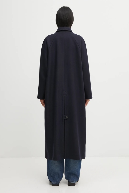 Odzież A.P.C. płaszcz z dodatkiem wełny Manteau Gaia WVBEB.F01533 granatowy