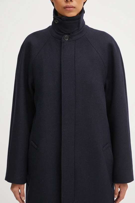 A.P.C. płaszcz z dodatkiem wełny Manteau Gaia granatowy WVBEB.F01533