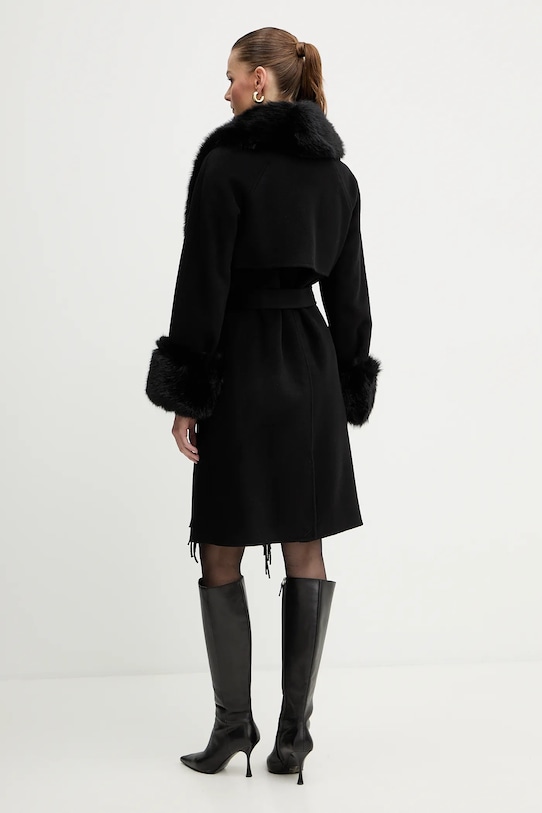 Odzież Marciano Guess płaszcz z dodatkiem wełny LILIANA 5BGL46.7125A czarny