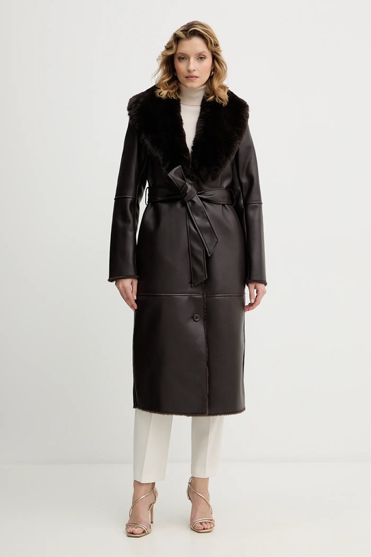 Marciano by Guess płaszcz ZOEY bez kaptura brązowy 5BGL42.7387A