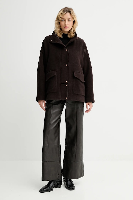 Kabát s prímesou vlny Sessun 25112020 hnedá AW25