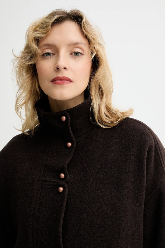 Kabát s prímesou vlny Sessun hnedá 25112020