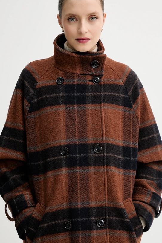 Sessun płaszcz z dodatkiem wełny 25112023 brązowy