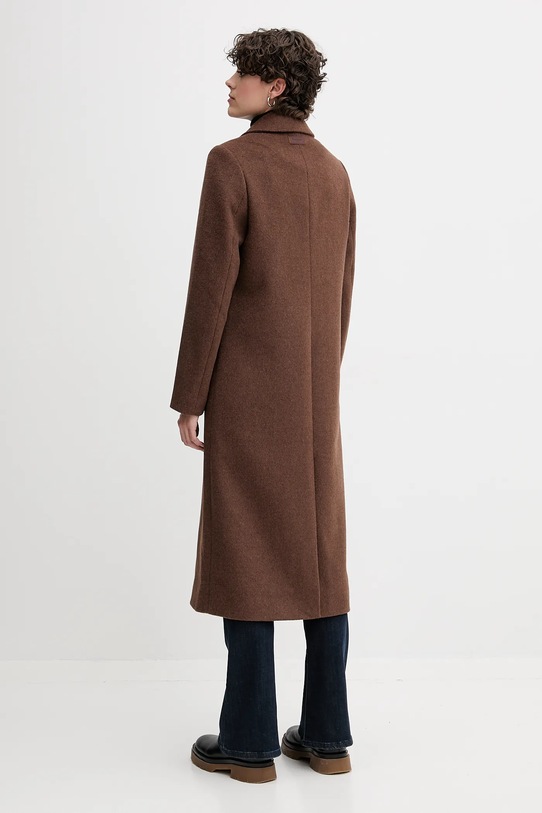 Odzież Pepe Jeans płaszcz z dodatkiem wełny PL4024361 brązowy