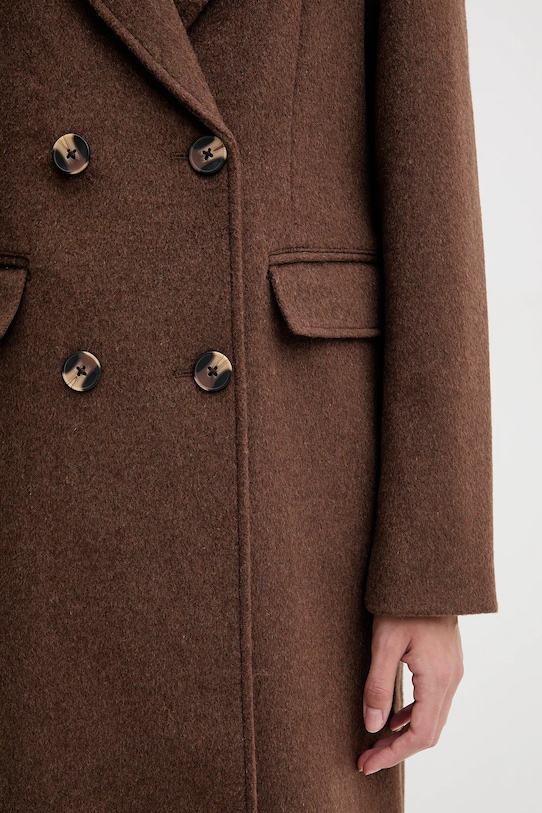 Pepe Jeans płaszcz z dodatkiem wełny PL4024361 brązowy